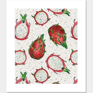 Red dragon fruit on off white Posters and Art